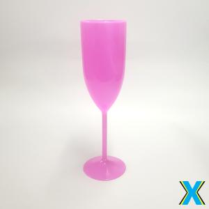 Taça Champagne Rosa Pink Leitoso Acrílico     