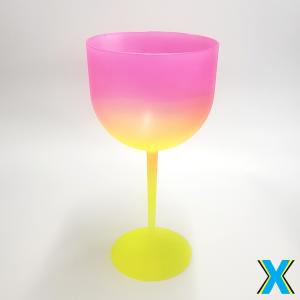 Taça Gin Degradê Bicolor Rosa/Amarelo Acrílico     